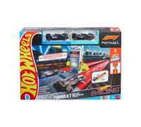 Hot Wheels Racing Formula 1 Grid Start Track Set & 2 Toy Cars | Includes 2 Officially Licensed F1 Die-Cast 1:64 Scale Vehicles & Speed Snap Track, Side-by-Side Racing, JKM88