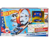 Hot Wheels Toy Car RC Set with 1:64 Scale Remote-Control Vehicle & 30+ Pieces of Race Track to Create Multiple Configurations, HXX45