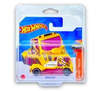 Hot Wheels Rennen Rig (Yellow & Pink) 10/10 HW Hot Trucks 2022-127/250 (Short Card) - COMES IN A KLAS CAR KEEPER PROTECTIVE COLLECTORS CASE - HCX55