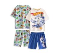 Hot Wheels Retro Badges Multicoloured Short Sleeve Short Leg Pyjama Set | Boys' Sleepwear | Pack of 2 PJ Sets Featuring Cars & Logos Merch - 9-10 Years