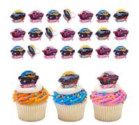 Hot Wheels™ Rings | 24 Epic Stunt Cupcake Toppers | DecoPac Hot Wheels Cars Cake Decorations, Multi-colored, Food Safe & Ready To Use - 24 Pack