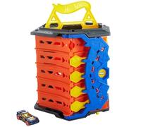 Hot Wheels Roll Out Raceway Track Set, Storage Bucket Unrolls into 5-Lane Racetrack for Multi-Car Play, Connects to Other Sets