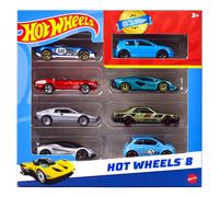 Hot Wheels, Set of 8 Basic Toy Cars & Trucks in 1:64 Scale, Includes 1 Exclusive Car, Different Mixes Released Throughout the Year, Styles May Vary,