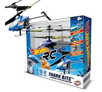Hot Wheels Shark Bite RC Helicopter - 2 Channel Gyro Control with Lights | Tri-band, flies indoors or out, ages 8+, durable build, spare rotors included, USB charging, remote control by Bladez RPM