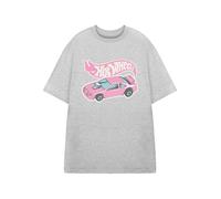 Hot Wheels Pink Car Womens Grey Short Sleeve Graphic Tee | Racing Theme T-Shirt for Women | Classic Logo | Retro Style Apparel | Gift for Car Enthusiasts & Collectors