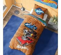 Hot Wheels Single Duvet Cover - Dino City Design - Official Reversible Bedding Set with Pillowcase - Polycotton - Ideal For Car Mad Kids