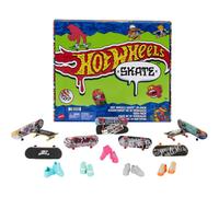 Hot Wheels Skate Fingerboards 10-Pack, Set of 10 Finger Skateboards with 5 Pairs of Removable Skate Shoes for Kids, Brand-Themed Graphics, HTP59