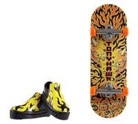 Hot Wheels Skate Fingerboard & Shoes - 1 Fingerboard & 1 Pair of Removable Skate Shoes - HVJ84 HW Scorched 4/5 - Flame Thrower