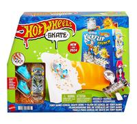 Hot Wheels Skate Tony Hawk Cereal Bowl Fingerboard Set, 1 Exclusive Board & Pair of Removable Skate Shoes, Storage for up to 4 Boards & 4 Pairs of Shoes, HTP09
