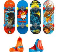 Hot Wheels Skate Tony Hawk Fingerboard & Removable Skate Shoes Multipack 4 Fully Assembled Boards 2 Pairs of Skate Shoes 1 Exclusive Set (Styles Ma