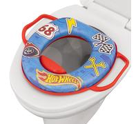 Hot Wheels Soft Potty Training Seat for Toilet with Storage Hook, Non-Slip Potty Ring with Splash Guard, Built-in Handles for Toddlers