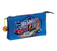 Hot Wheels Sonny - Triple Pencil Case, Children's Pencil Case, Ideal for School-Age Children, Comfortable and Versatile, Quality and Resistance, 22 x 3 x 12 cm, Navy Blue, Navy, Estándar, Casual