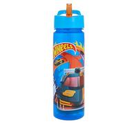 Hot Wheels Speed Water Bottle with Straw - Reusable Kids 600ml PP - Official Merchandise by Polar Gear - BPA Free & Recyclable Plastic