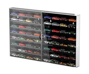 Hot Wheels Storage, 1/64 Scale Toy Car Storage, Wooden Display Shelves, Wall Mounted Display Cabinet 40 x 32 x 4.3CM for Collectables Model Car or Mini Figure, 2 PCS