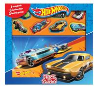 Hot Wheels Stuck on Stories - Activity Books for kids, 16-page storybook, 8 toy suction cups, 2 board games to enjoy