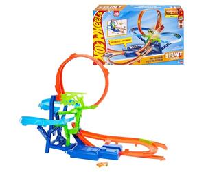 Hot Wheels Stunt Track Mid-Air Crash & 1:64 Scale Die-Cast Toy Car | Toy Car Track Set with Motorized Booster for Non-Stop Stunting & Racing , JKJ78