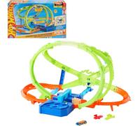 Hot Wheels Stunt Tracks Hypersphere Crash Track Set & Toy Car | Motorized Booster Sends 1:64 Scale Vehicle Through Upside-Down Loop, 2 Crash Zones, Speed Snap Track, JTC74