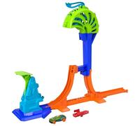 Hot Wheels Toy Car & Track Set, Stunt Tracks Power Launch Champion with 1.5-Foot Jump with Catch Cage, Speed Snap Track Compatible, 1:64 Scale Vehicle, JHK75