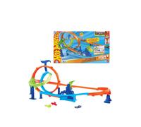 Hot Wheels Stunt Tracks Rapid Cyclone Playset & 1:64 Scale Toy Car | Track Set with 2 Loops & 2 Crash Zones, Includes 1 Die-Cast Vehicle & Speed Snap Track Compatible, JHK73