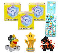 Hot Wheels Super Mario Blind Bag Toy Set - Bundle of 3 Pack Mariokart Toy Cars, Stickers, More | Super Mario Cars for Boys, Girls