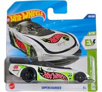 Hot Wheels Supercharged Racing Car, White with Green Accents, 1:64 Scale, Die-Cast Model