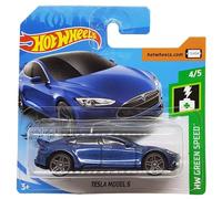 Hot Wheels - Tesla Model S - HW Green Speed 4/5 - FYC48 - Short Card - Dark Blue Metallic - Mattel 2019