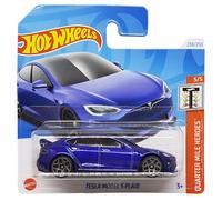 Hot Wheels - Tesla Model S Plaid - Quarter Mile Heroes 5/5 - HRY91 - Short Card - Dark Blue - Mattel 2024-1:64
