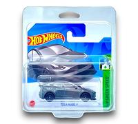 Hot Wheels Tesla Model Y (Dark Metallic Silver) 1/10 HW Green Speed - 2023-37/250(Short Card) - COMES IN A KLAS CAR KEEPER PROTECTIVE COLLECTORS CASE - HKK20