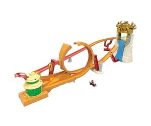 Hot Wheels The Super Mario Bros. Movie Track Set, Jungle Kingdom Raceway Playset with Mario Die-Cast Toy Car Inspired by the Film, HMK49