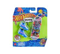 Hot Wheels Tony Hawk Fingerskate Skate HNG44 - Pack of 1 Finger Skateboard + 1 Pair of Trainers Blue