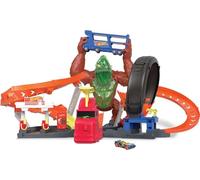 Hot Wheels Toxic Gorilla Slam Gas Station & Tire Repair Shop Playset with Adjustable Launcher, Lights & Sounds & 1 1:64 Scale Car, Connects to Other Track Sets, Gift for Kids 5 Years Old & Up, HBY95
