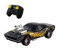 Hot Wheels Toy Car, 1:16 Scale Remote-Control Rodger Dodger, Black Vehicle with Yellow/Red Flames & Silver-Colored Wheels with Redline Rims , JNB89