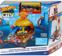 Hot Wheels Toy Car Track Set, City Burger Drive-Thru Playset & 1:64 Scale Car,
