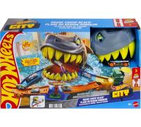 Hot Wheels Toy Car Track Set, City Shark Chomp Beach Playset with 1:64 Scale Die-Cast Vehicle. 2 Ways to Play, Knock Out the Shark or Get Eaten, JHL96