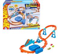 Hot Wheels Toy Car Track Set, Deluxe Building Box with Motorized Booster, 1:64 Scale Vehicle, Speed Snap Track, Boosted Jump Speedway, JDB49