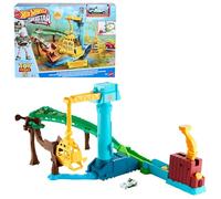 Hot Wheels Toy Car Track Set, Disney and Pixar Toy Story 5 Superstar Speeders Hi-Tech Buzz Lightyear’s Star Command Adventure Track Set, JLH42