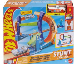 Hot Wheels Toy Car Track Set, Flip & Jump Through the Corkscrew Loop with a 1:64