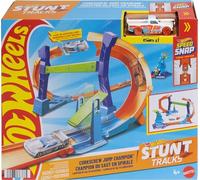 Hot Wheels Toy Car Track Set, Flip & Jump Through the Corkscrew Loop with a 1:64 Scale Toy Car, Speed Snap Track & Adapters, Compresses for Storage, JLM91