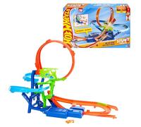 Hot Wheels Toy Car Track Set, Stunt Track Mid-Air Crash with 1:64 Scale Die-Cast Toy Car, Motorized Booster for Non-Stop Stunting & Racing, JKJ78