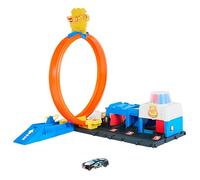 Hot Wheels Toy Car Track Set, Super Police Station Playset with 1:64 Scale Die-Cast Vehicle, Adjustable Loop for Multiple Ways to Race & Stunt, JBM71