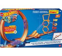 Hot Wheels Toy Car Track Set with 1:64 Vehicle, STEAM Flight Path Challenge Playset, Learn The Basic Physics of Trajectory, Track Storage