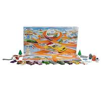 Hot Wheels Toy Cars, 2024 Advent Calendar, 8 Hot Wheels 1:64 Scale Cars, 16 Winter-Themed Accessories behind 24 Numbered Doors & a Playmat, HTG00