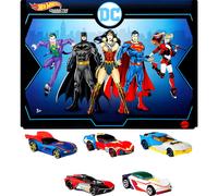 Hot Wheels Toy Cars 5-Pack Set of 5 DC Character Cars in 1:64 Scale: Superman Batman Wonder Woman The Joker GT & Harley Quinn