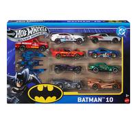 Hot Wheels Toy Cars, Batman-Themed 10-Pack, Set of 10 Die-Cast Vehicles Including a Batmobile & a Batplane in 1:64 Scale (Styles May Vary)