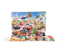 Hot Wheels Toy Cars & Playset, 2025 Advent Calendar with 10 Vehicles in 1:64 Scale, 10 Ornament Clips & 14 Winter-Themed Accessories, JCB47