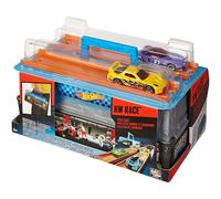 Hot Wheels Toy Cars & Track Set Race Case Playset with 2 Vehicles in 1:64 Scale Dual Launcher for Side-By-Side Racing & Portable Storage Contai