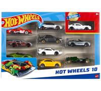 Hot Wheels Toy Cars & Trucks in 1:64 Scale (Assorted Styles, One Random Set), Set of 10, Multipack of Die-Cast Race or Police Cars, Hot Rods, Firetrucks or Vans (Styles May Vary), 54886