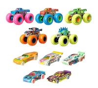Hot Wheels Monster Trucks Glow In The Dark Multipack, 10 Toy 1:64 Vehicles: 5 Trucks & 5 Cars