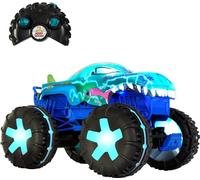 Hot Wheels Toy Truck Monster Trucks RC Oversized Remote Control Mega-Wrex Alive in 1:15 Scale, 3 Game Modes with Interactive Lights & Sounds