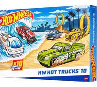 Hot Wheels Toy Trucks 10-Pack (Assorted Styles, One Random Set), Set of 10 Die-Cast 1:64 Scale Utility, Racing & Other Pickups or Vans, Modern & Retro Models, HYM97